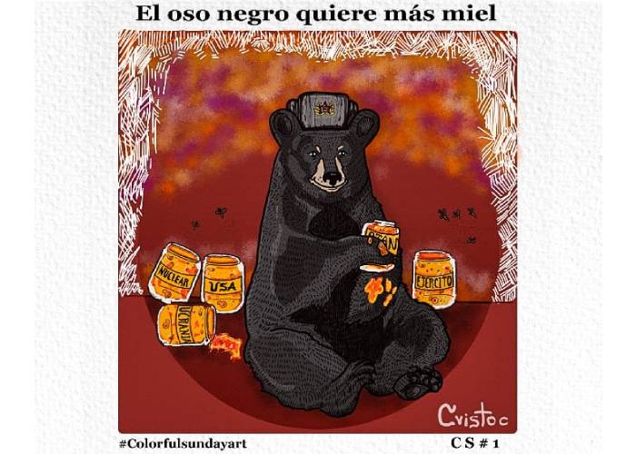 Caricatura: El oso negro quiere más miel