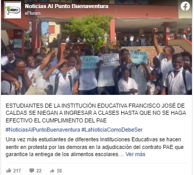 Estudiantes de Buenaventura denuncian estar «sin PAE y con goteras en los colegios» - -- Las2orillas - Estudiantes de Buenaventura denuncian estar «sin PAE y con goteras en los colegios»