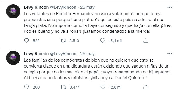  - Levy Rincón, el patán de Twitter que le ha quitado millones de votos a Petro