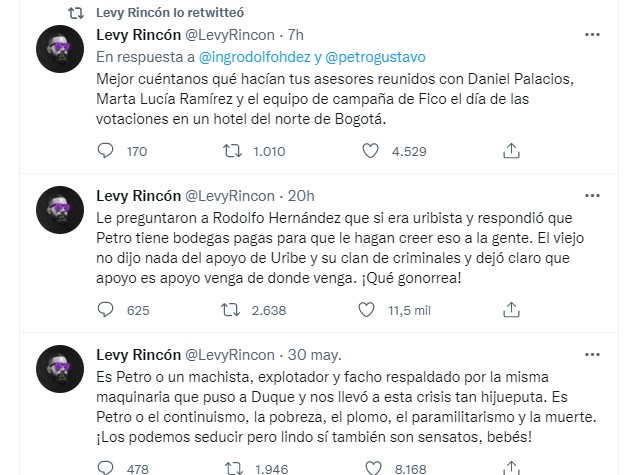  - Levy Rincón, el patán de Twitter que le ha quitado millones de votos a Petro