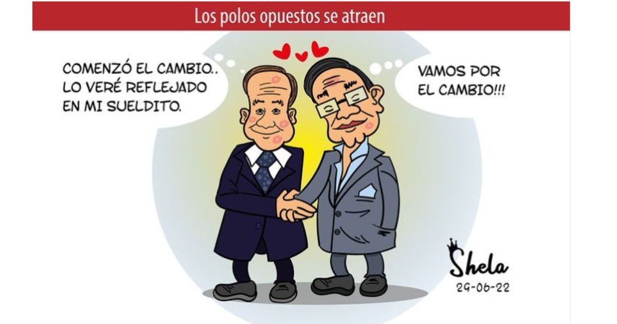 Caricatura: Los polos opuestos se atraen