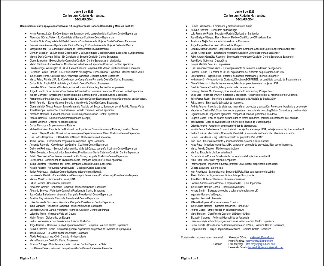  - Cien líderes regionales de Fajardo no le fueron al voto en blanco: se van con Rodolfo Hernández