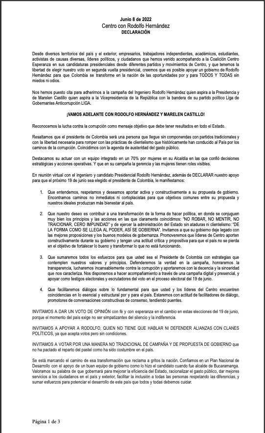 - Cien líderes regionales de Fajardo no le fueron al voto en blanco: se van con Rodolfo Hernández