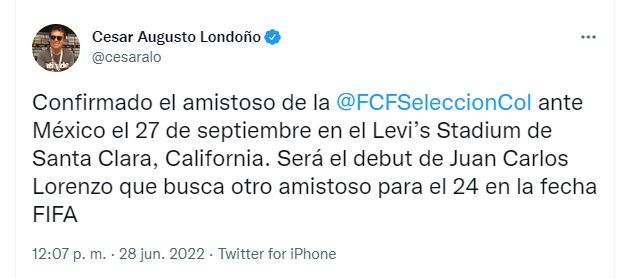  - La nueva brutalidad de César Augusto Londoño, llamar “Juan Carlos” Lorenzo al técnico de la selección