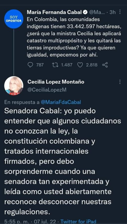  - El regaño que se ganó María Fernanda Cabal de Cecilia López, “por ignorante”