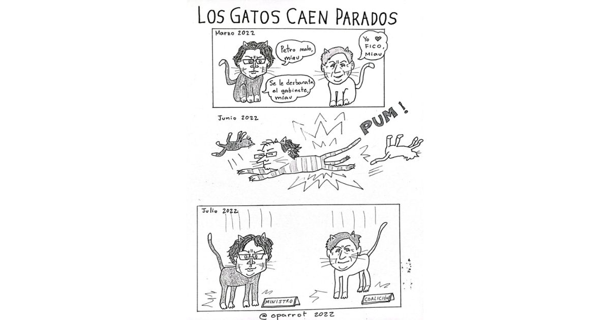 Caricatura: Los gatos caen parados