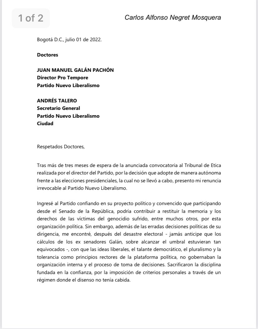  - Los hermanos Galán no lograron tomar las riendas de su recién fundado partido
