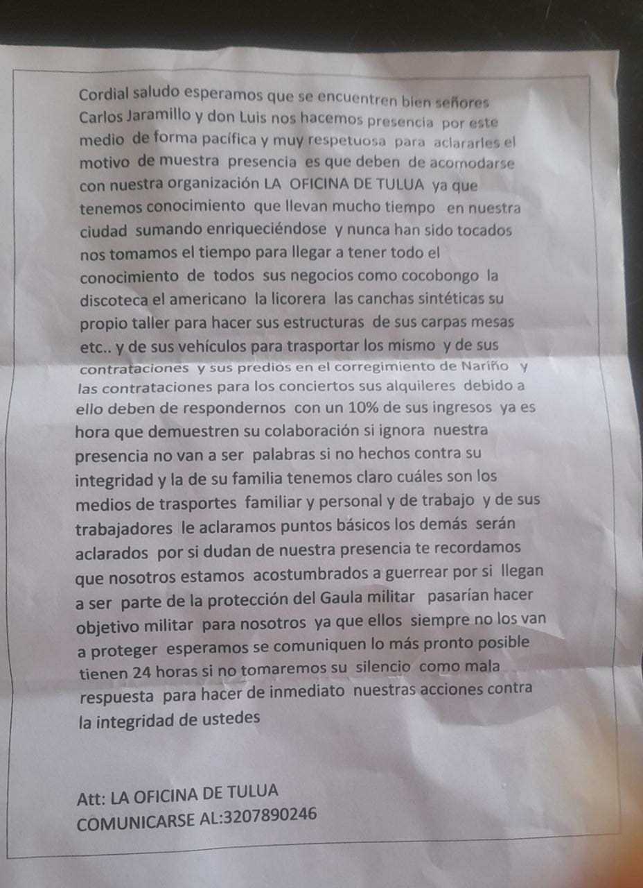  - Aterrorizados empresarios deben abandonar Tuluá tras segundo atentado por extorsión 
