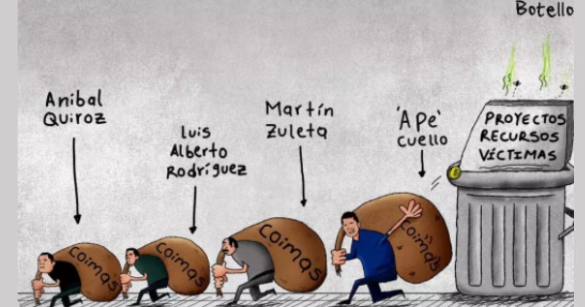 Caricatura: Todos con su bultico de coimas por la paz