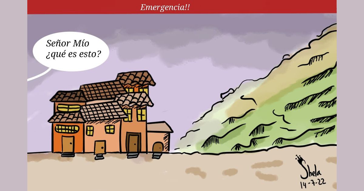 Caricatura: Deslizamiento de tierra en Medellín