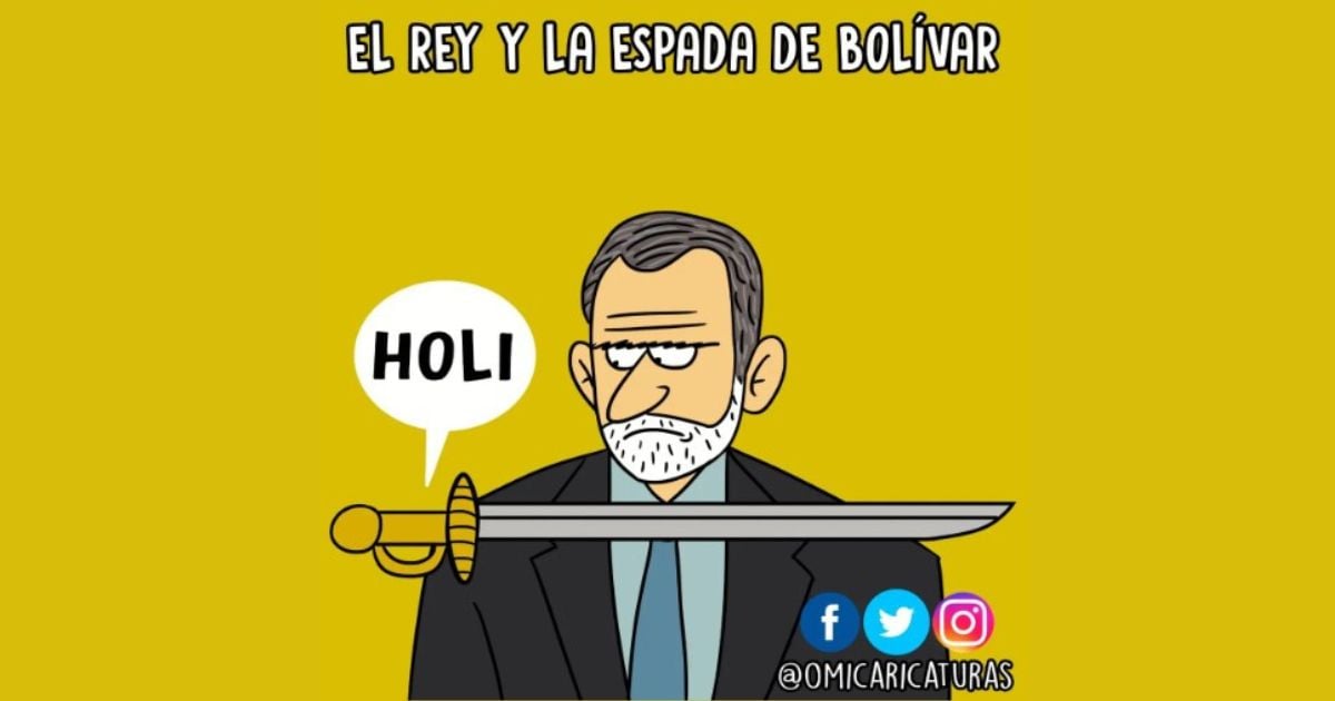 Caricatura: El rey y la espada de Bolívar