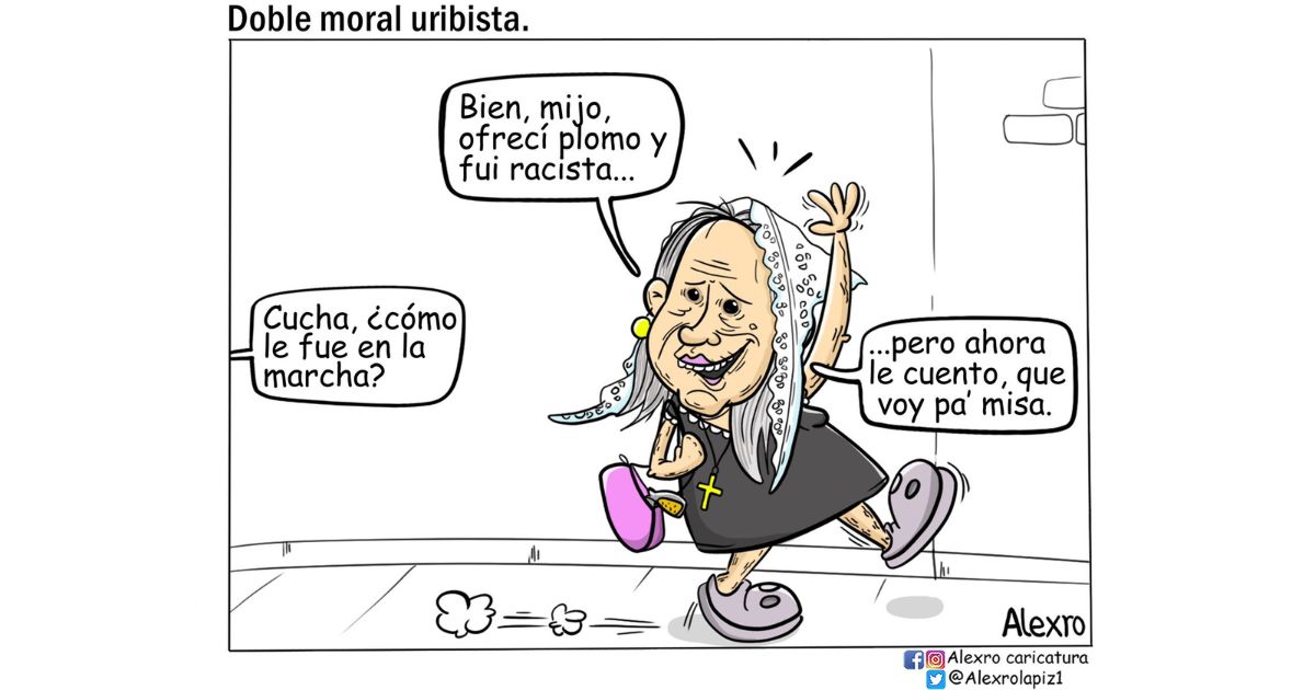 Caricatura: Doble moral uribista