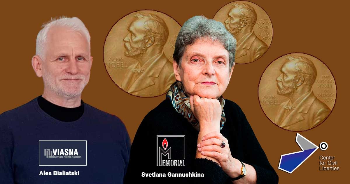 Nobel de la Paz a tres grandes defensores de los derechos humanos de Bielorrusia, Ucrania y Rusia