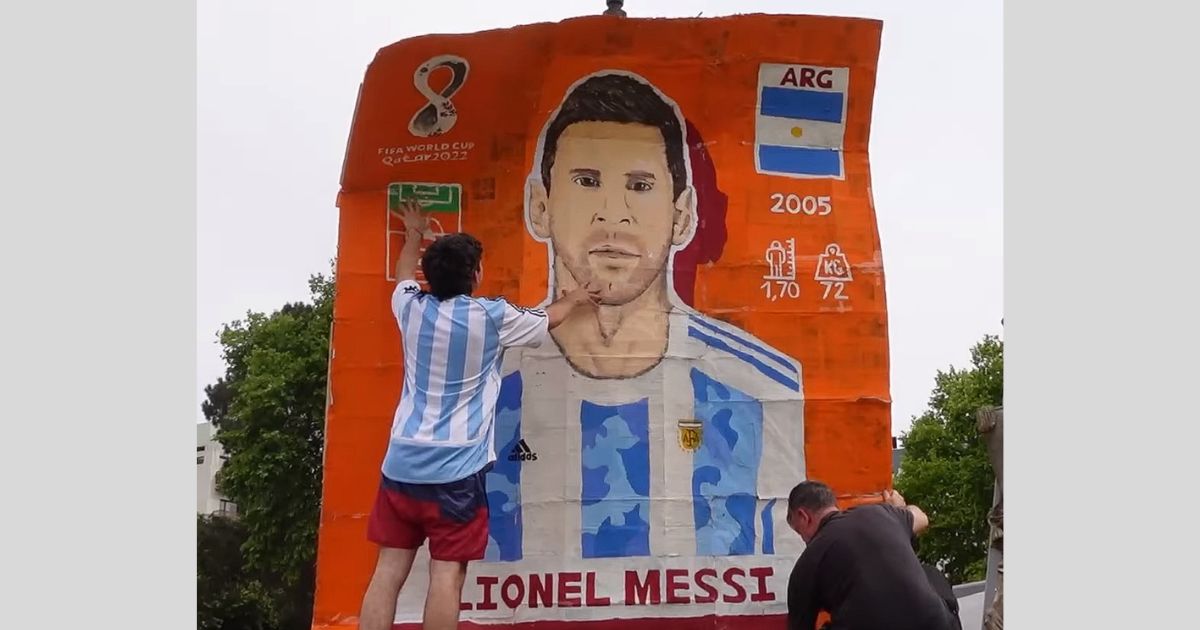 VIDEO: En solo 24 horas, hizo la figurita de Messi en gigante