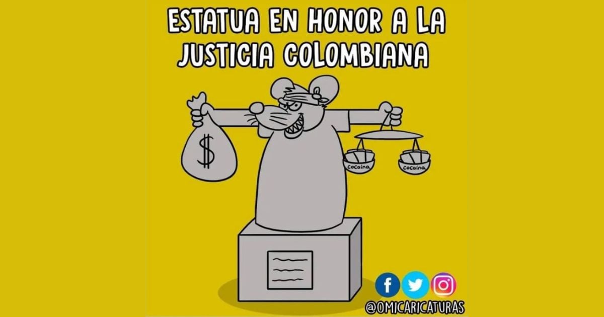 Caricatura: Estatua a la justicia colombiana