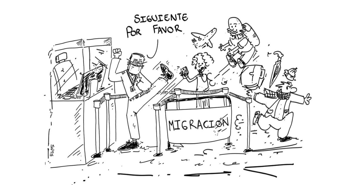Caricatura: Atención en par patadas en Migración Colombia