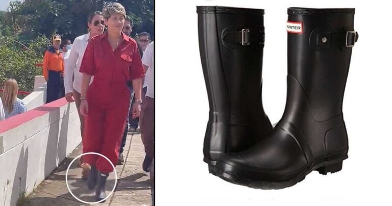 Verónica Alcocer - Las botas pantaneras de un millón que Verónica Alcocer presumió mientras ayudaba a los más pobres