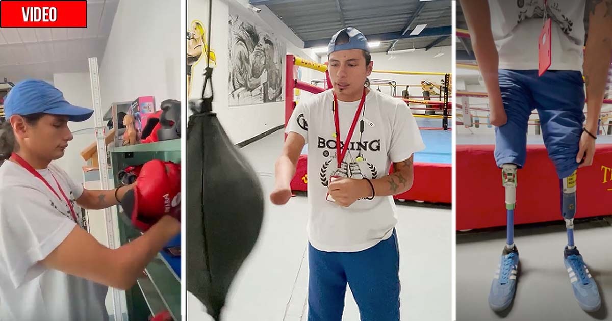 Sin piernas y sin una mano se convirtió en el profe de boxeo de los niños de la calle