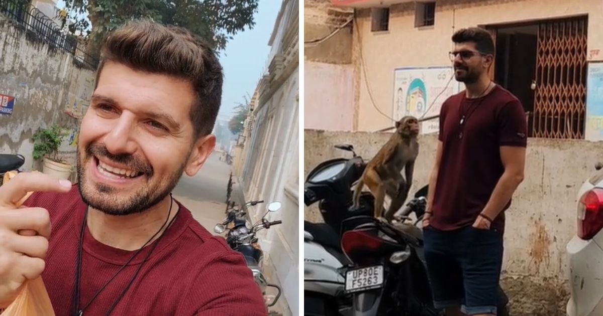 Se fue de vacaciones y lo robaron unos monos en la India: la mala suerte de un tiktoker colombiano