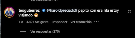  - "Con esa rifa estoy viajando": la burla de Teo Gutiérrez luego de que nadie ganara su camiseta de Messi