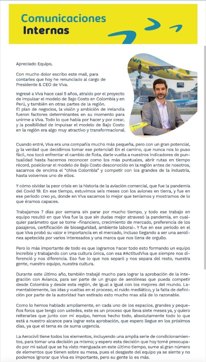  - ¿Por que el presidente de Viva Air tiró la toalla y soltó la aerolínea?