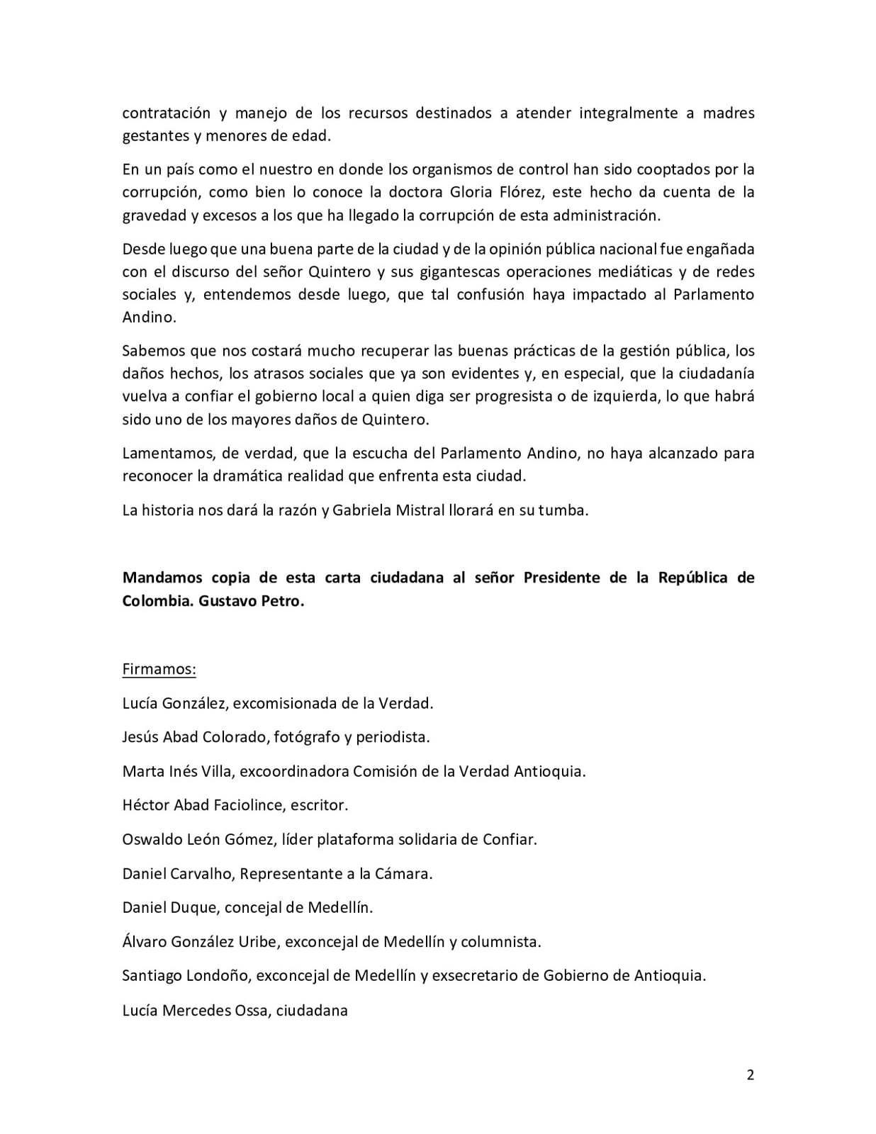  - Reacción furiosa en Medellín por condecoración al alcalde Quintero