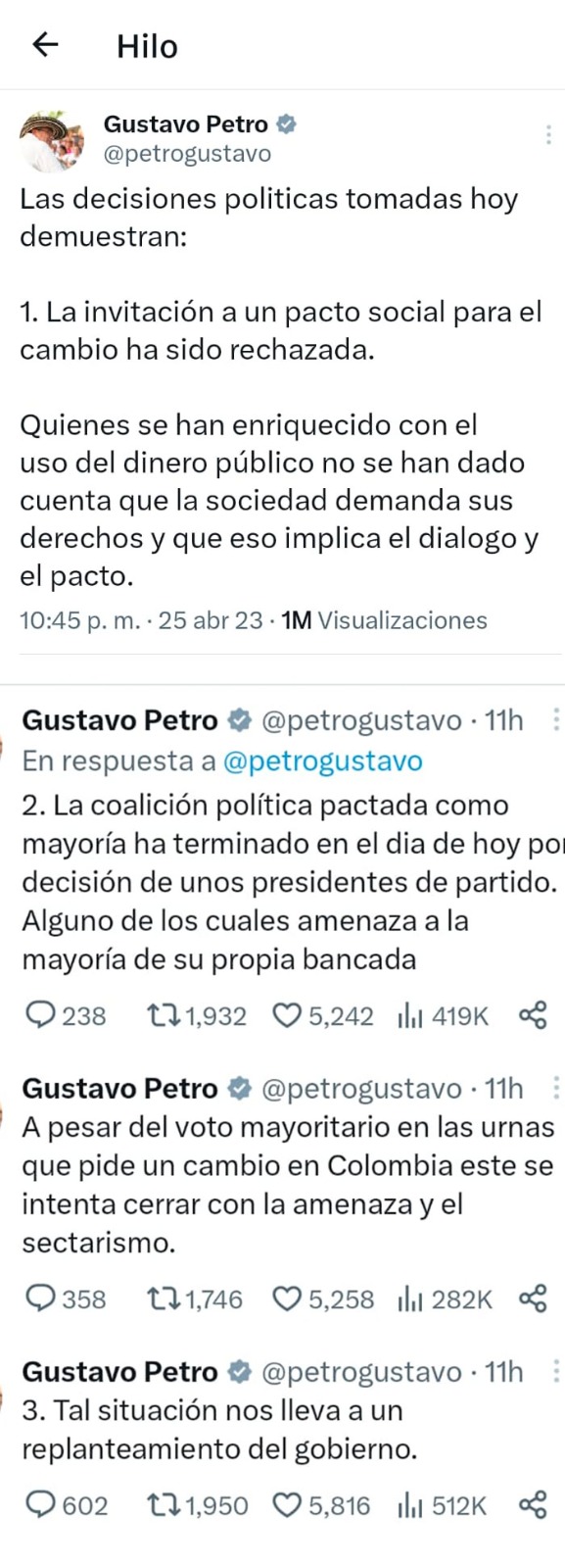 Tweets de Petro