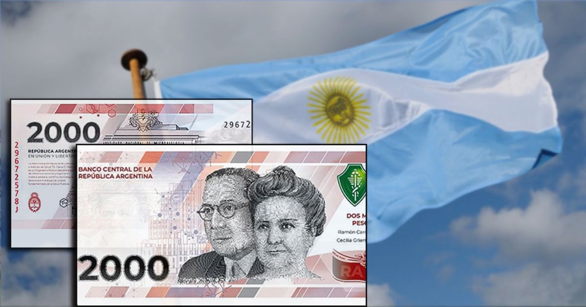 Nuevo billete de 2000 pesos argentinos para responder a la inflación
