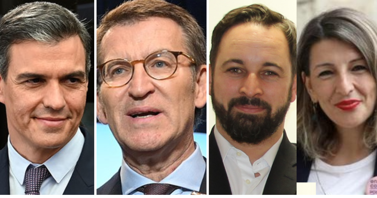 Sánchez, Feijóo, Abascal, Díaz: los rostros de las elecciones en España