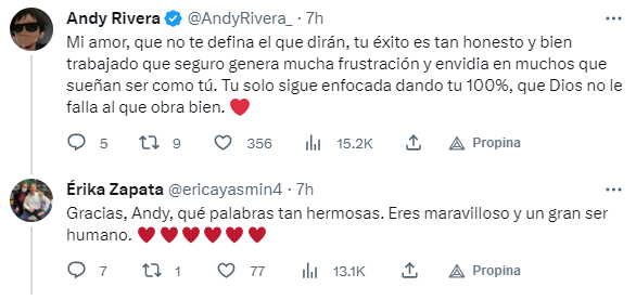 Comentario de Andy Rivera a Érika Zapata de Noticias Caracol