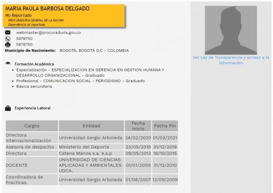 Hermana del fiscal Barbosa