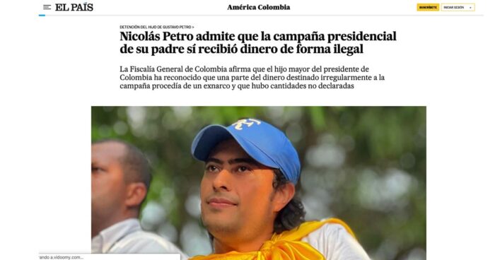 Nicolás Petro en medios internacionales. 