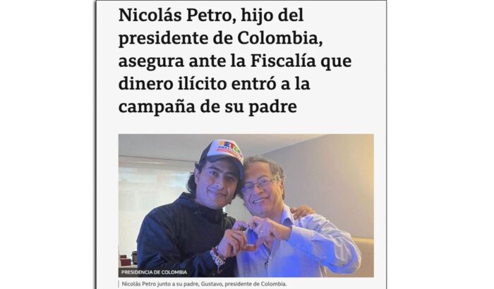 Nicolás Petro en medios internacionales. 