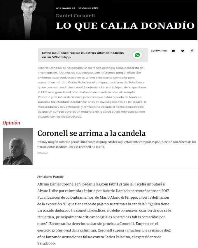  - El Coronell sí tiene quien le escriba, para desmentirlo