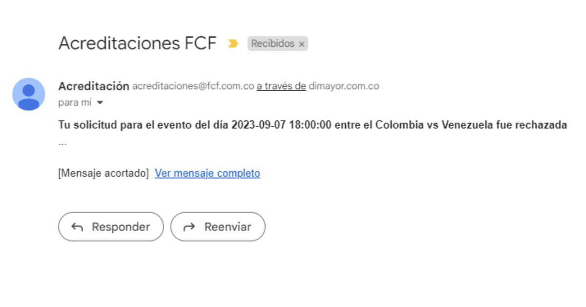 Acreditaciones para el partido de la selección Colombia