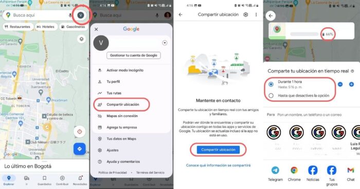 Compartir ubicación en Google Maps