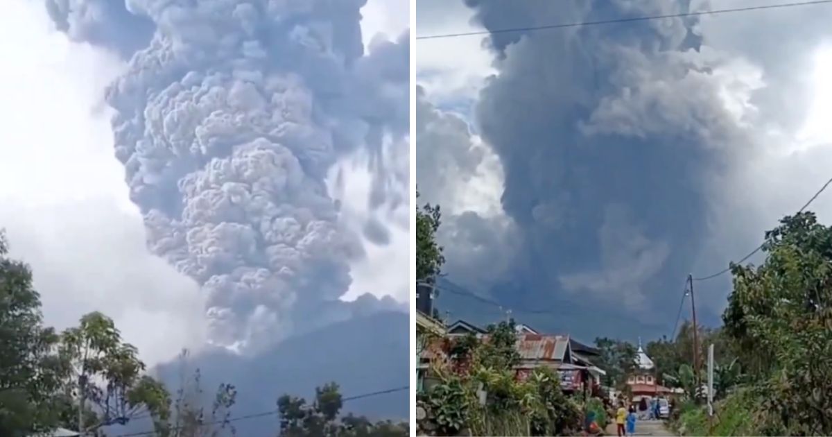Impresionantes imágenes de volcán en Indonesia que entra en erupción