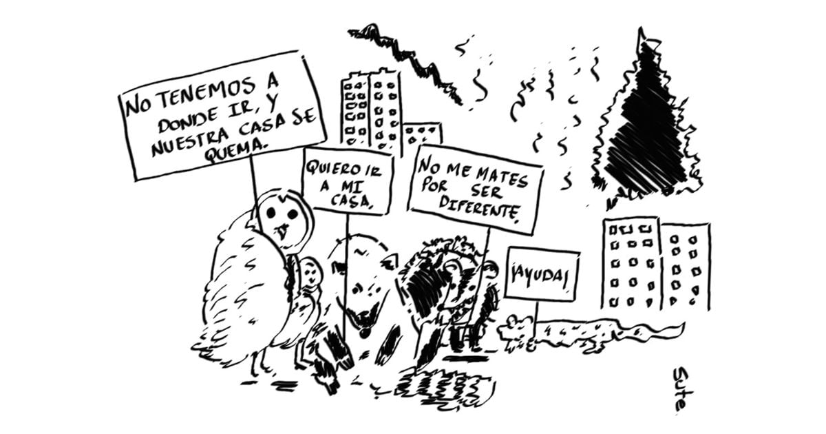 Caricatura: Las especies a proteger del incendio