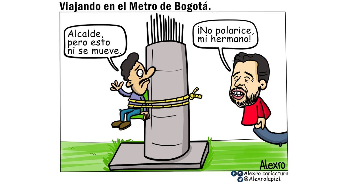 Caricatura: Viajando en el Metro de Bogotá