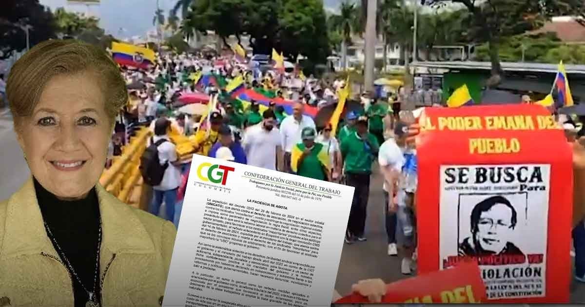 La presidenta de la CGT, Miryam Luz Triana, marchó contra Petro porque la paciencia se agota