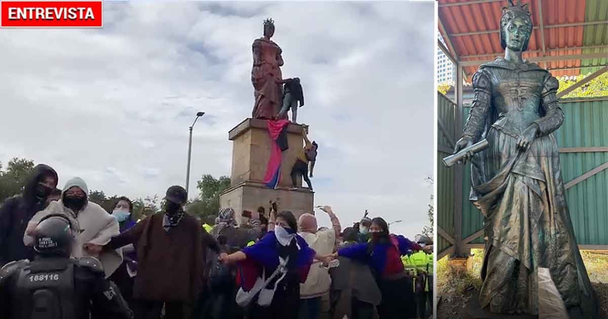 Las Estatuas de Colón y la reina Isabel dañadas por indígenas están listas ¿Dónde las van a poner?