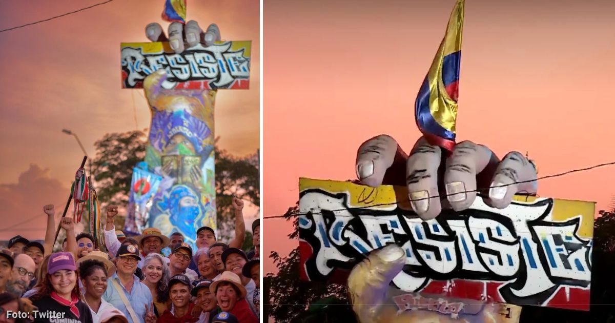 Los constructores del Monumento de la resistencia en Cali donde Petro propuso una Asamblea Constituyente