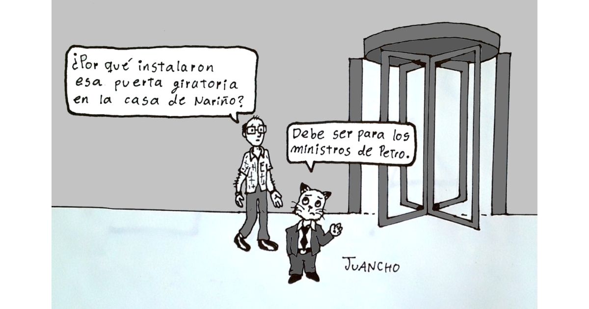 Caricatura: Petro y su puerta giratoria