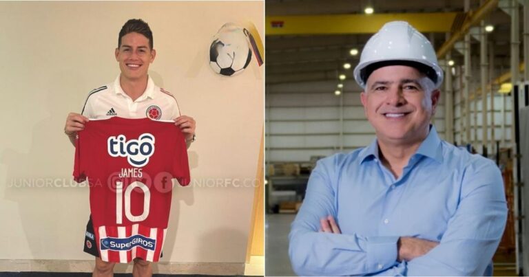 James Rodríguez Junior de Barranquilla Christian Daes Tecnoglass - James Rodríguez: un empresario que patrocina al Junior charló con él y le coqueteó para ser tiburón