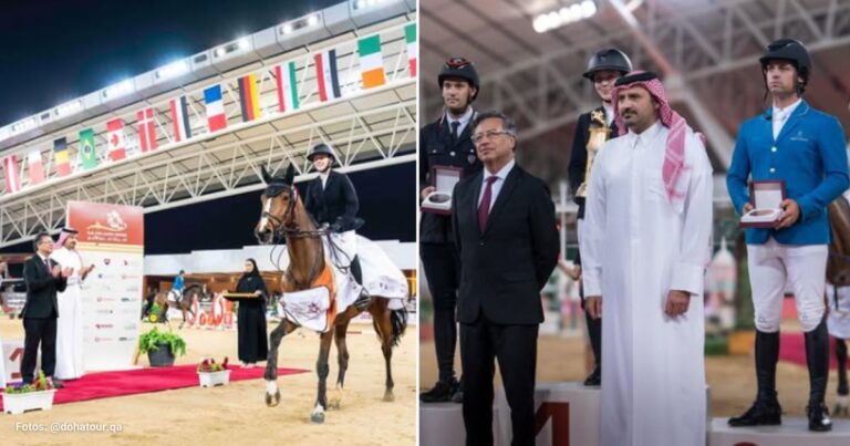  - La exhibición de caballos de salto que le tocó aguantarse a Petro en Catar