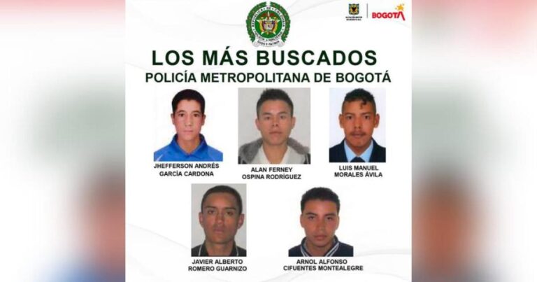 Los más buscados en Bogotá. Fotografía: Policía Metropolitana de Bogotá - Los rostros del terror en Bogotá: ¿Los ha visto? Por ellos ofrecen hasta  millones