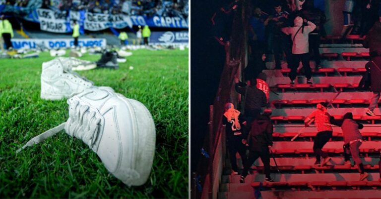  - La ira que mató un hincha en Buenos Aires se transformó en una lluvia de zapatos y madrazos en Bogotá