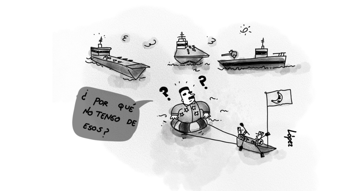 Caricatura: Maduro entre la amenaza militar de EE.UU. y su pobre poder naval