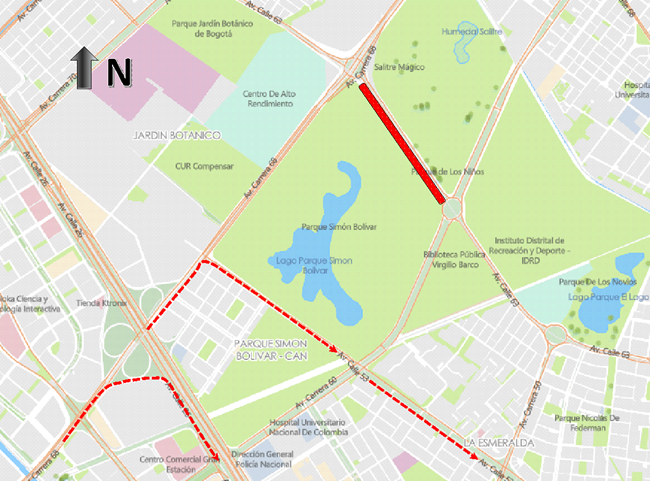 Mapa brindado por la Alcaldía de Bogotá