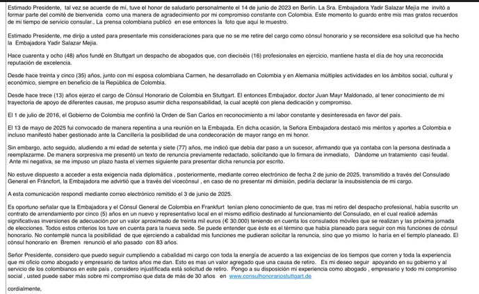 Tensión en la embajada de Colombia en Alemania por la insistencia de la embajadora de prescindir de un cónsul honorario - -- Las2orillas - Tensión en la embajada de Colombia en Alemania por la insistencia de la embajadora de prescindir de un cónsul honorario